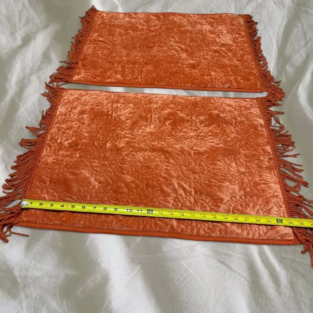 Cottage Boho Whimsigoth OpalHouse Sun Velvet Quilt Pillowcase Fringe Set of 2